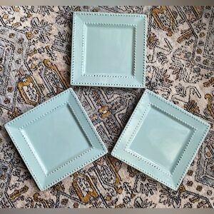 Set of Three Beaded Ceramic Square Plates